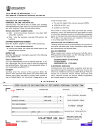 Document preview: Form PA-40 ES Declaration of Estimated Personal Income Tax - Pennsylvania
