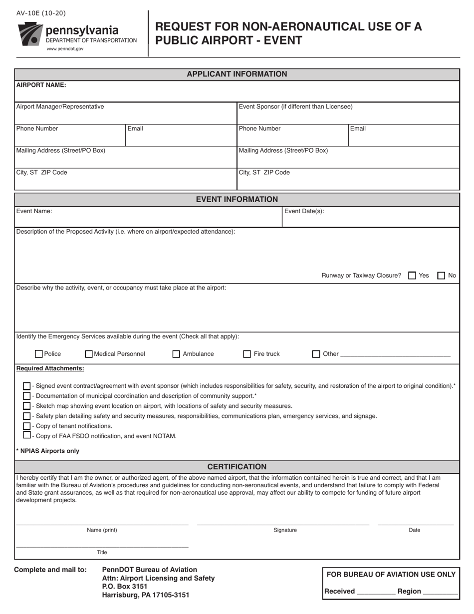 Form AV-10E - Fill Out, Sign Online and Download Fillable PDF ...