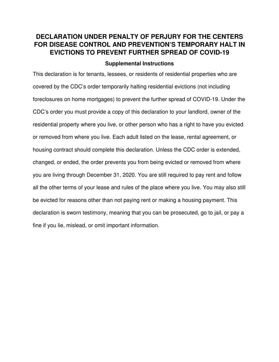 Form MDJS310 C Declaration for the Centers for Disease Control and Preventions Temporary Halt in Evictions to Prevent Further Spread of Covid-19 - Pennsylvania, Page 3