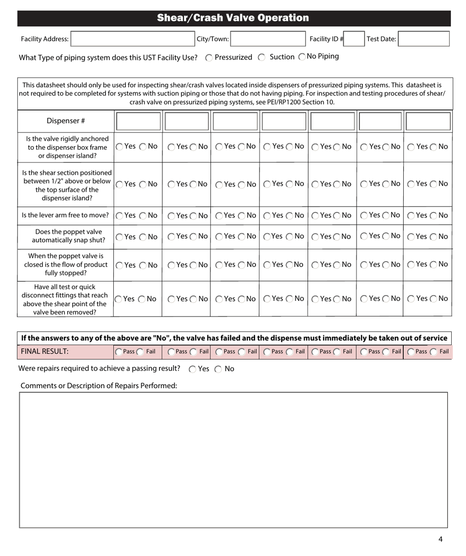 Standardized Annual Testing Form for Ust Systems - Rhode Island, Page 4