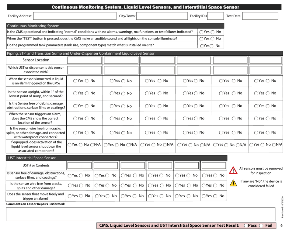 Standardized Annual Testing Form for Ust Systems - Rhode Island, Page 6