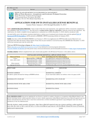 Document preview: Application for Owts Installer License Renewal - Rhode Island