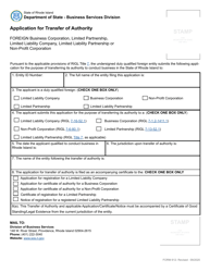 Form 612 Application for Transfer of Authority - Rhode Island, Page 2