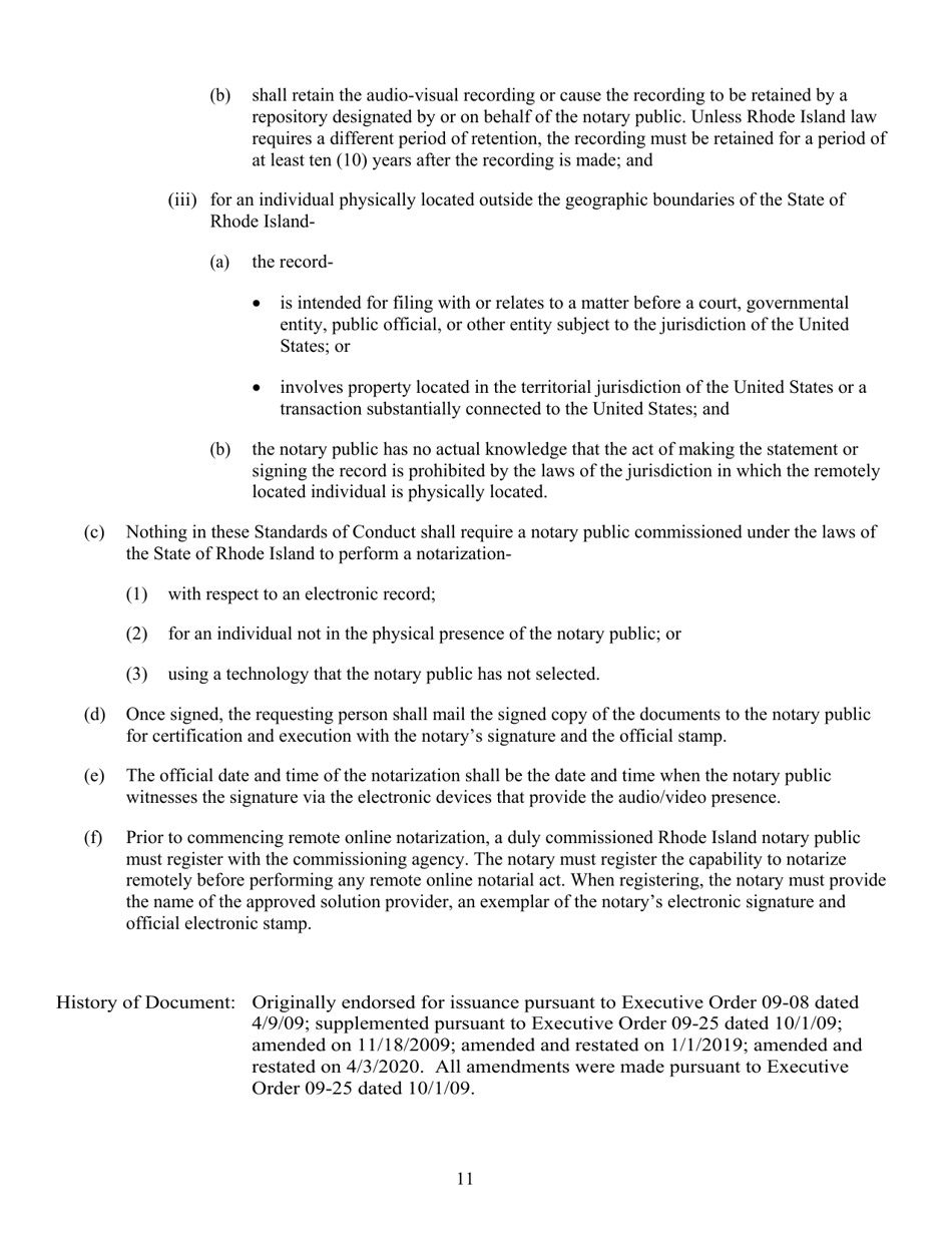 Standards of Conduct for Notaries Public in the State of Rhode Island and Providence Plantations - Rhode Island, Page 11