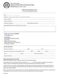 Document preview: Public Records Request Form - Rhode Island