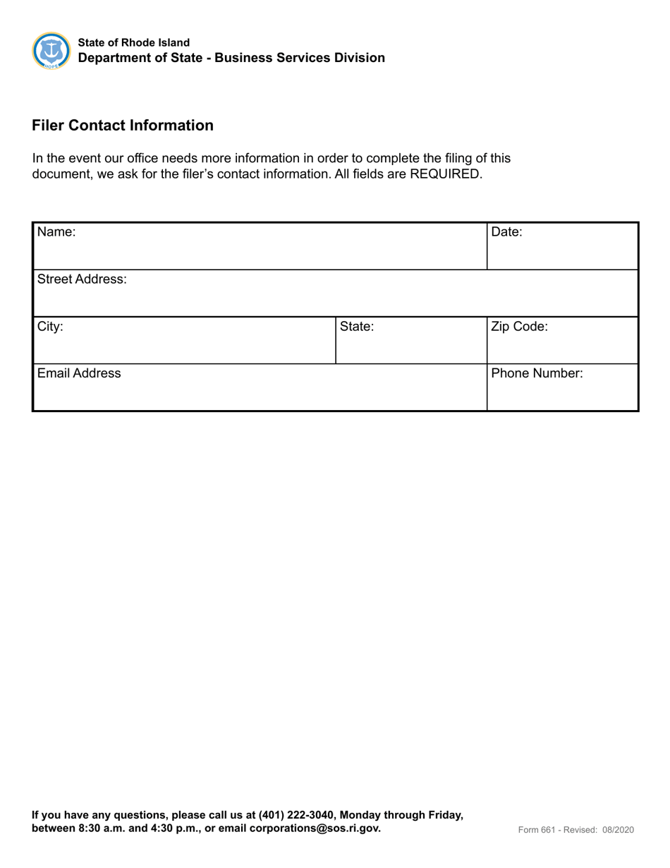 Form 661 Application for Registration of an Athlete Agent - Rhode Island, Page 5