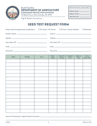 CPD Form 207 &quot;Seed Test Request Form&quot; - South Carolina