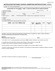 Document preview: Notification for Public School Exemption Certificate Sdcl 13-27-3 - South Dakota