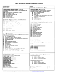 Document preview: Special Education Data Reporting Enrollment Sheet - South Dakota