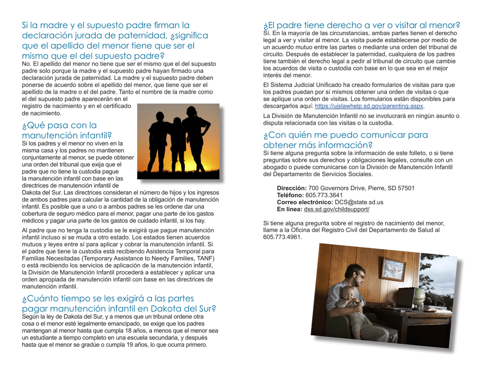 Form BRO / DCS6S Voluntary Acknowledgment of Paternity - South Dakota (English / Spanish), Page 4