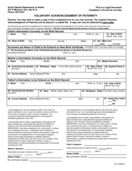Form BRO/DCS6S Voluntary Acknowledgment of Paternity - South Dakota (English/Spanish), Page 6