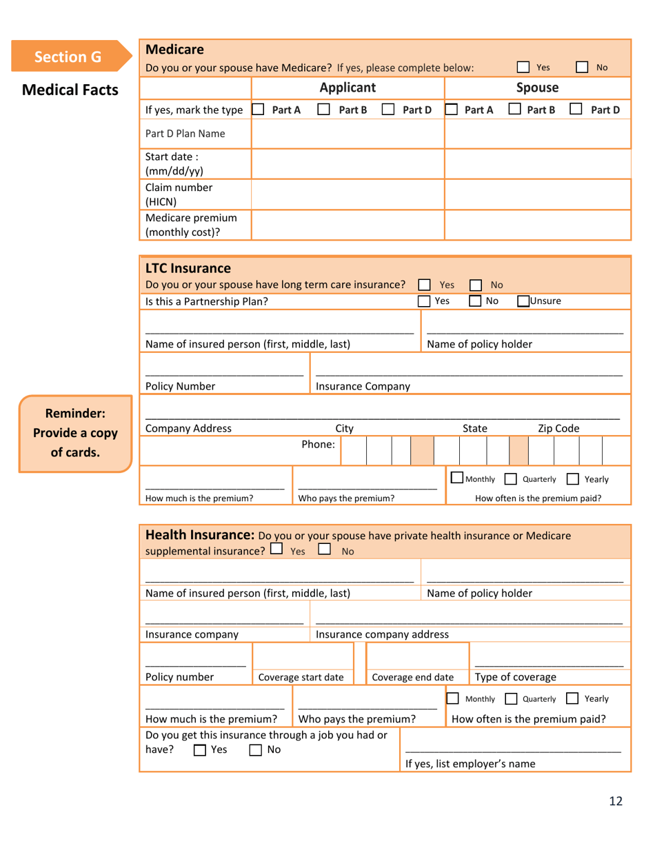Form DSS-EA-240 Application for Resource Assessment, Long Term Care or Related Medical Assistance - South Dakota, Page 12