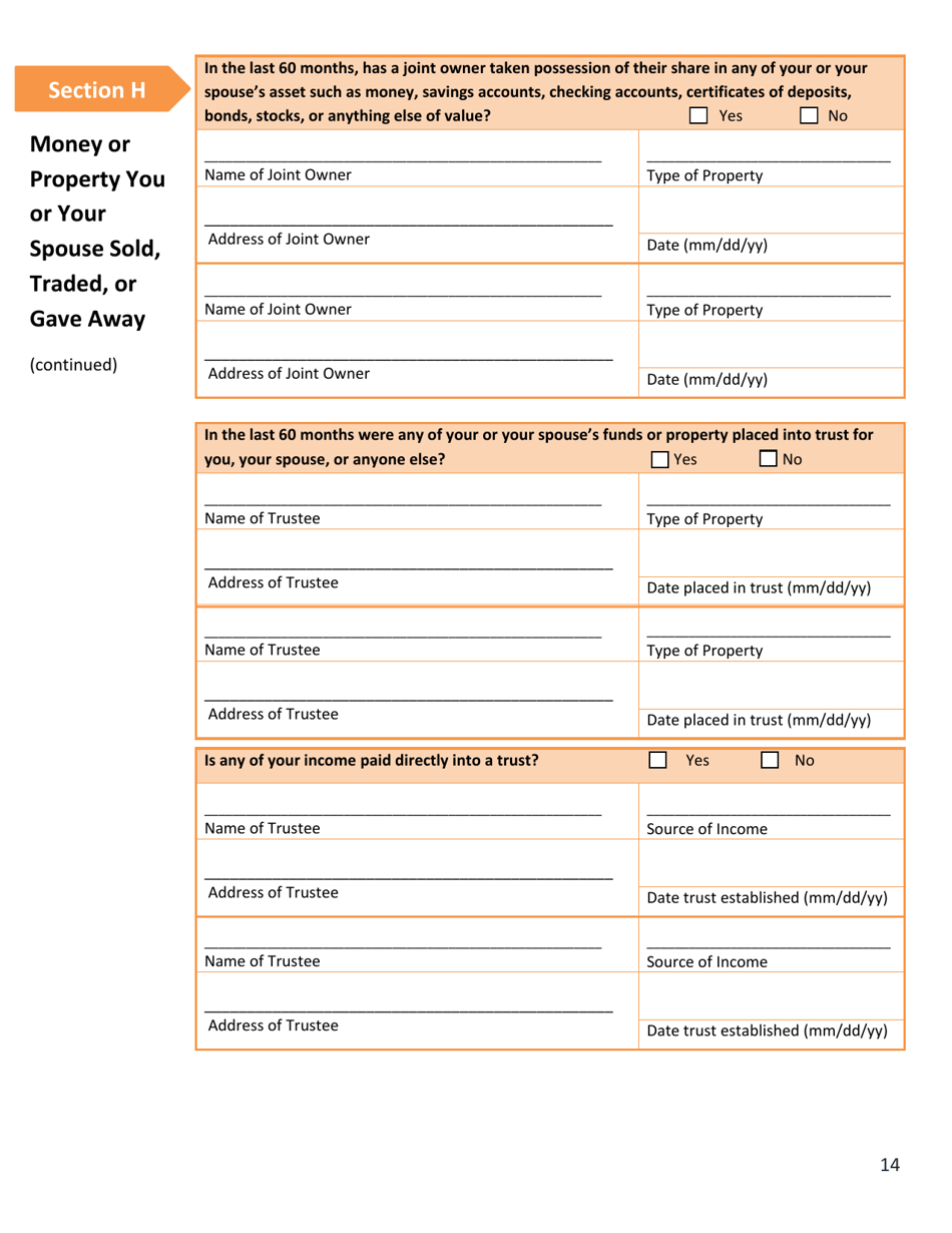 Form DSS-EA-240 Application for Resource Assessment, Long Term Care or Related Medical Assistance - South Dakota, Page 14