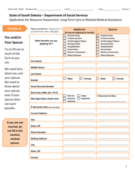 Form DSS-EA-240 Application for Resource Assessment, Long Term Care or Related Medical Assistance - South Dakota