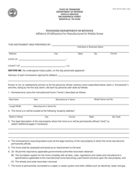Form RV-F1322101 Affidavit of Affixation for Manufactured or Mobile Home - Tennessee