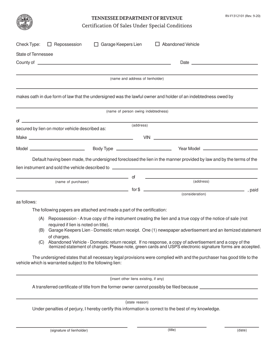 Form RVF1312101 Fill Out, Sign Online and Download Fillable PDF