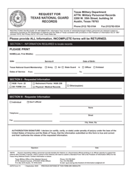 AGTX Form 74 &quot;Request for Texas National Guard Records&quot; - Texas