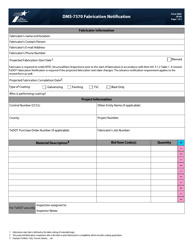 Document preview: Form 2684 (DMS-7370) Fabrication Notification - Texas