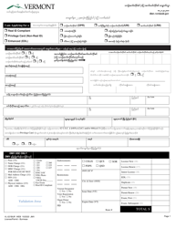 Form VL-021BUR Application for License/Permit - Vermont