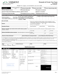 Form VL-021FR Application for License/Permit - Vermont (French)