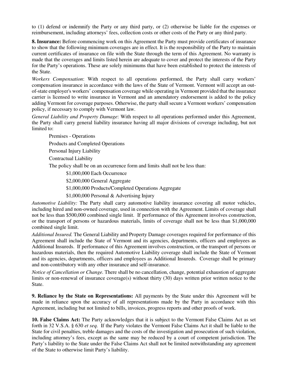 State of Vermont Grant Agreement Application - Vermont, Page 5
