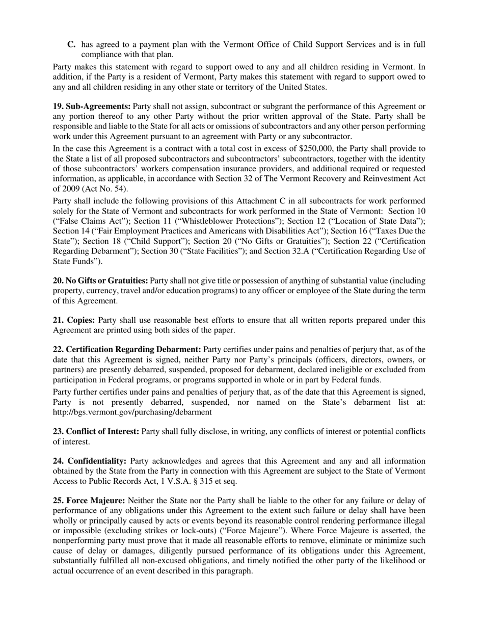 State of Vermont Grant Agreement Application - Vermont, Page 7