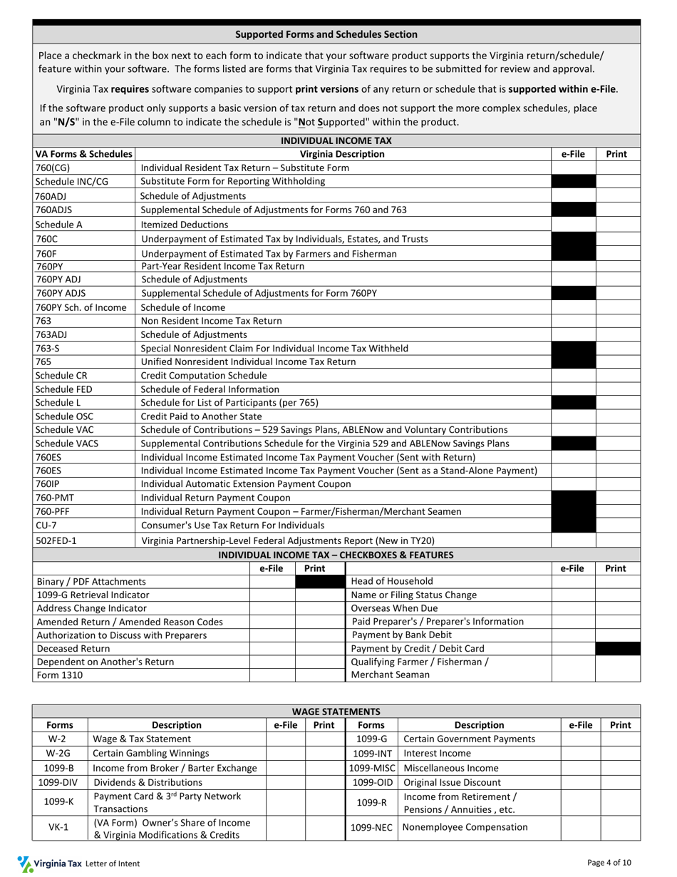 Tax Software Provider Letter of Intent - Virginia, Page 4