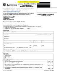 Form PA-611-021 Amateur Mixed Martial Arts Training Facility License Application - Washington