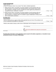 Form PA-611-021 Amateur Mixed Martial Arts Training Facility License Application - Washington, Page 2