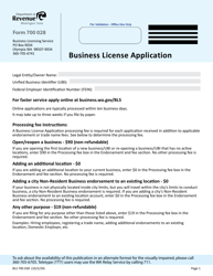 Document preview: Form BLS700 028 Business License Application - Washington