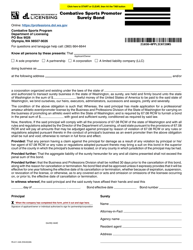 Document preview: Form PA-611-026 Combative Sports Promoter Surety Bond - Washington