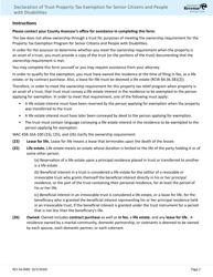 Form REV64 0085 Declaration of Trust - Property Tax Exemption for Senior Citizens and People With Disabilities - Washington, Page 2