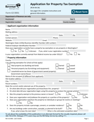Form REV63 0001 Application for Property Tax Exemption - Washington