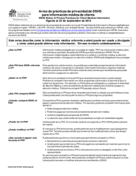 DSHS Formulario 03-387 Aviso De Practicas De Privacidad De Dshs Para Informacion Medica De Clients - Washington (Spanish)