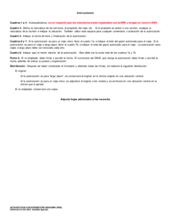 DSHS Formulario 09-415 Autorizacion Para Gastos (No Empleado) - Washington (Spanish), Page 2