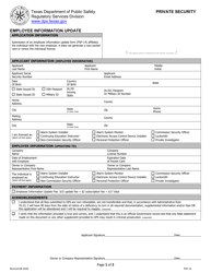 Form PSP-14 Employee Information Update - Texas