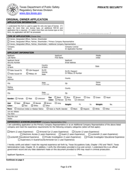 Document preview: Form PSP-04 Original Owner Application - Texas