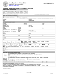 Document preview: Form PSP-38 Original Armed Individual License Application - Texas