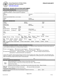 Form PSP-60 Individual Online Application Supplement - Texas