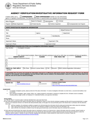Document preview: Form RSD-25 Agency Verification/Investigative Information Request Form - Texas