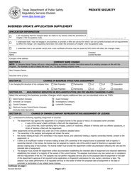 Form PSP-67 Business Update Application Supplement - Texas