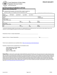 Document preview: Form PSP-08 Notification of Branch Office - Texas