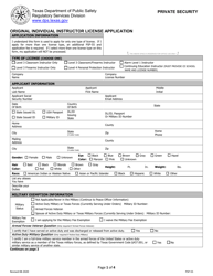 Form PSP-55 Original Individual Instructor License Application - Texas