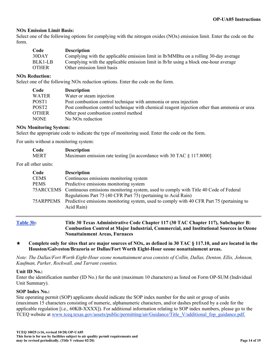 Form OP-UA5 (TCEQ-10025) Process Heater / Furnace Attributes - Texas, Page 14