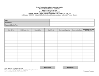 Form OP-UA5 (TCEQ-10025) Process Heater/Furnace Attributes - Texas, Page 28