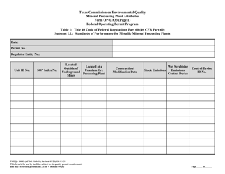 Form OP-UA33 (TCEQ-10085) Metallic Mineral Processing Plant Attributes - Texas, Page 17