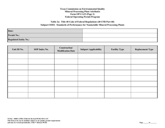 Form OP-UA33 (TCEQ-10085) Metallic Mineral Processing Plant Attributes - Texas, Page 18