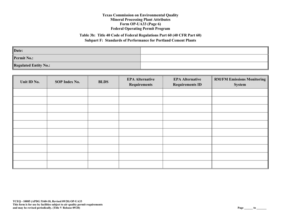 Form OP-UA33 (TCEQ-10085) Metallic Mineral Processing Plant Attributes - Texas, Page 22