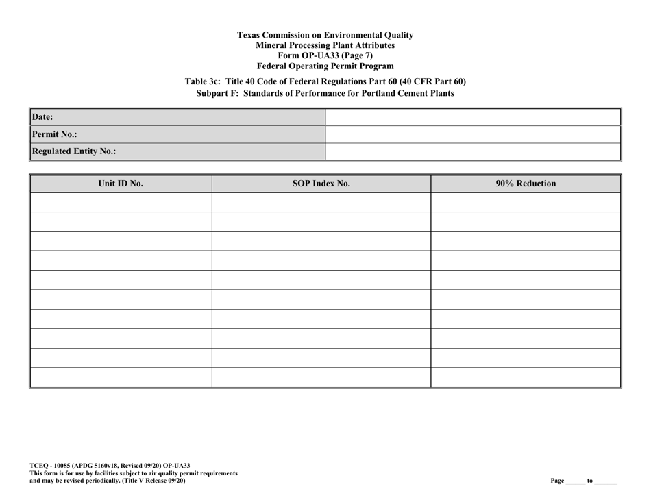 Form OP-UA33 (TCEQ-10085) Metallic Mineral Processing Plant Attributes - Texas, Page 23