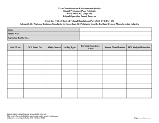 Form OP-UA33 (TCEQ-10085) Metallic Mineral Processing Plant Attributes - Texas, Page 26